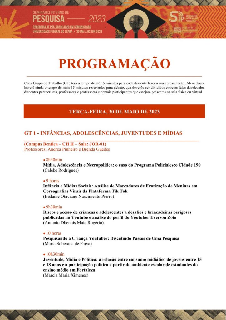 Edi O Sip Ppgcom Ufc Programa De P S Gradua O Em Comunica O